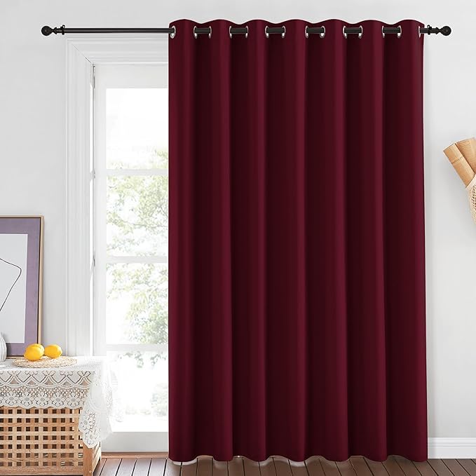NICETOWN Blackout Room Divider Curtains 84 inch Length, Grommet Energy Saving Thermal Drapes Sound Reducing Window Treatments for Living Room/Bedroom, W100 x L84, 1 Panel, Wine Red