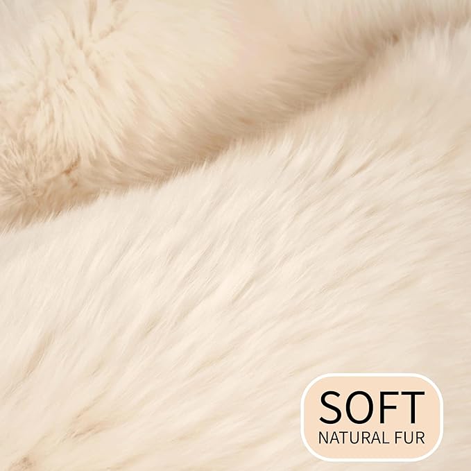 Premium Cream/Champagne Sheepskin Rug - Sheep Rugs - Soft Fluffy Real Sheepskin Fur - 2ft x 3ft Sheep Skin Chair Throw