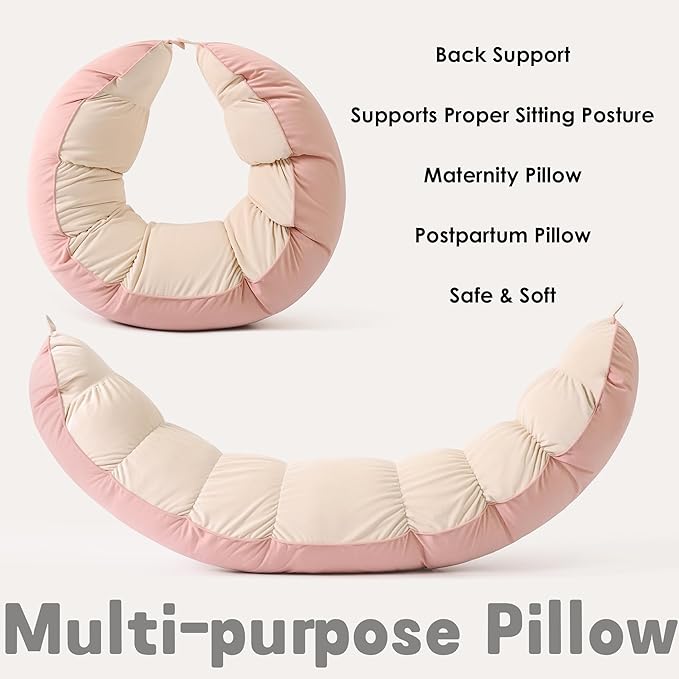 Peallow(Pat. Pend) – Long Round Body Pillow for Adults, Bolster Pillow for Sleeping, Soft and Supportive Pillow for Sleeping & Lumbar Support(Blush Pink,59")
