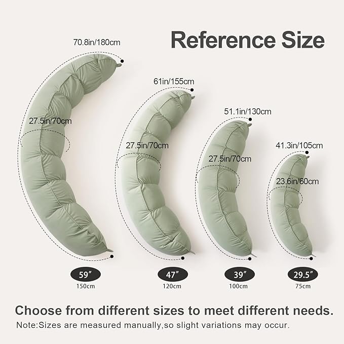 Peallow(Pat. Pend) – Long Round Body Pillow for Adults, Bolster Pillow for Sleeping, Soft and Supportive Pillow for Sleeping & Lumbar Support (Celadon Green,47")