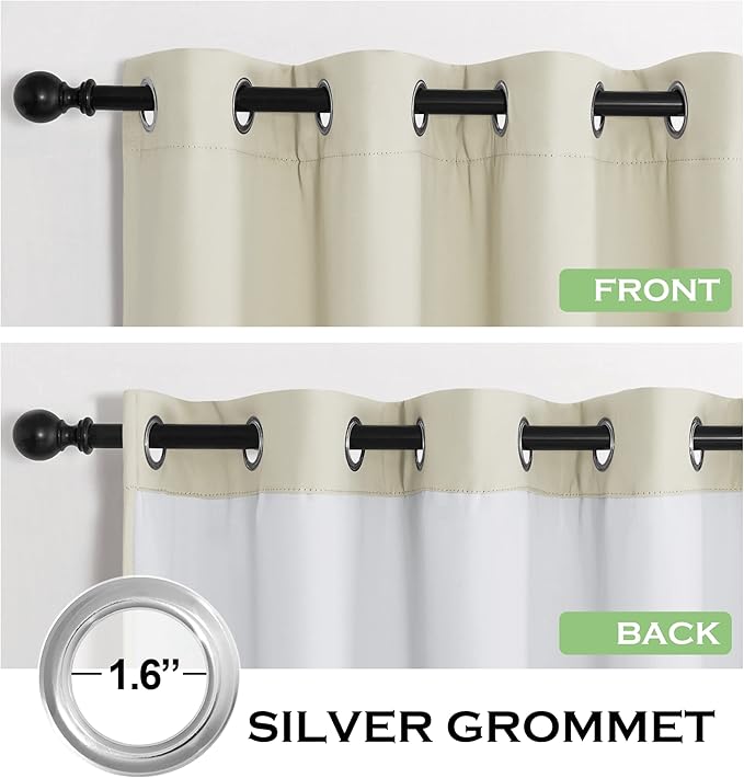 KGORGE Anti Dust Soundproof 100% Blackout Curtains 4 Layers Heavy Duty Energy Efficiency Window Curtains for Living Room Baby Bedroom Home Office Studio, W 52 x L 95 inches, Cream Beige, 2 Panels