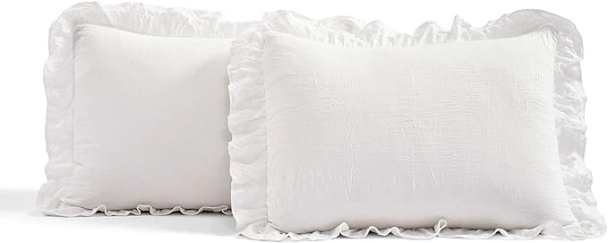 Lush Decor Ruffle Skirt Bedspread Set - 3-Piece Luxurious Farmhouse Bedding - Elegant Ruffle Detail - Timeless Style - Soft Lightweight Sheets - King, White
