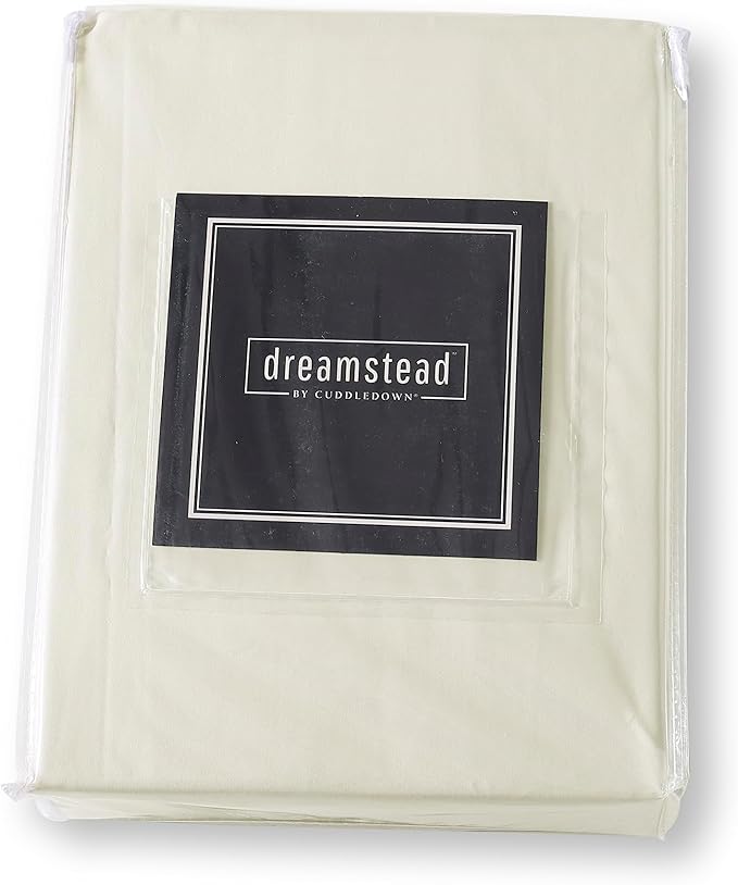 Cuddledown Dreamstead 100% Cotton Bed Sheets Set | 300 Thread Count | Luxurious Sateen Weave | Pure Combed Cotton | Soft | Wrinkle Resistant | 3 Piece Set | Birch | Twin | 39” x 75”