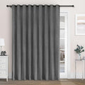Macochico Extra Wide 100% Blackout Chenille Curtains 100" Wx96 L Thermal Drapes for Sliding Door Living Room Bedroom Auditorium Hotel Dark Grey Curtains Grommet Top with Tieback Classic 1 Panel