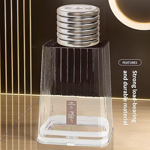 Bathroom Trach Can with Lid, 2.6 Gallon Grabage Can,Plastic Transparens Waste Basket with Press Top Lid,Clear Trach Bin for Home,Living Room,Bedroom,Office,Brown