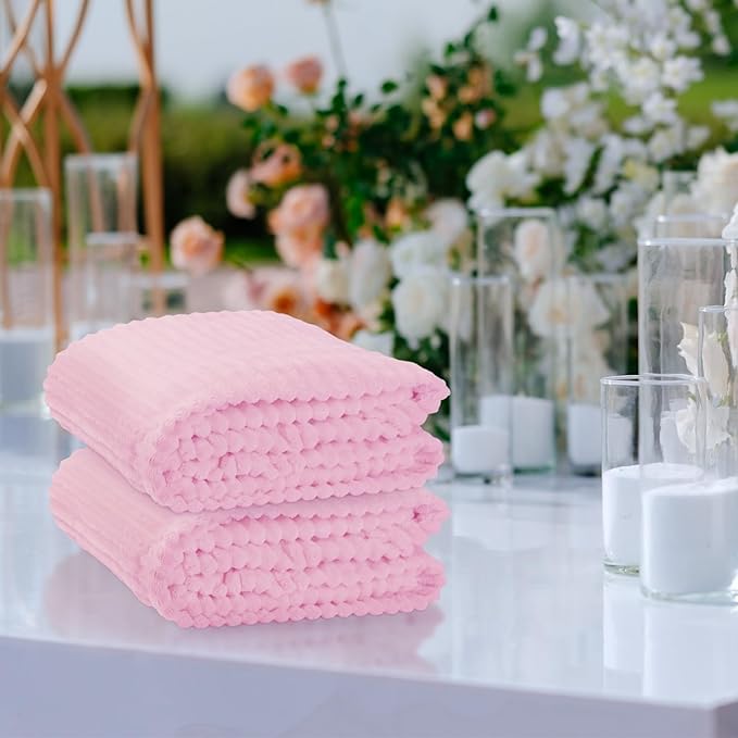 Buryeah 6 Pcs Flannel Throw Blanket Bulk 50 x 60 in Sleepover Blanket Outdoor Wedding Throw Lightweight, Oeko-tex Standard 100 Certified for Sofa Homeless Gifts (Pink)
