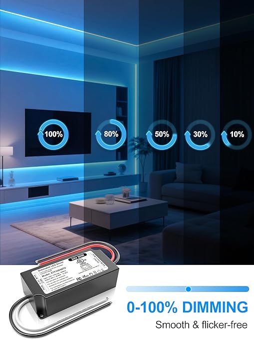 96W 24V Dimmable LED Driver UL Listed, DC 24V Triac ELV/MLV LED Dimmable Power Supply Compatible with Lutron & Leviton Switches 96 Watt LEDs Transformer 24 Volt Smooth Flicker Free Dimming