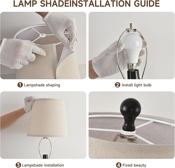 Terpsichore Lamps for Living Room Modern Farmhouse Table Lamp Bedside Reading Lamps Night Stands Bedroom Night Lamp,with Fabric Lamp Shade (Black (Single Pack), High 26.25 in)