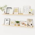 Picture Ledge Shelf, Floating Shelves Set of 2, 40 Inches Solid Wood Nursery Book Shelves for Toys Storage, Kids Bookshelf Wall Mounted for Living Room Decor Books Photo Frames, Unfinished Natural