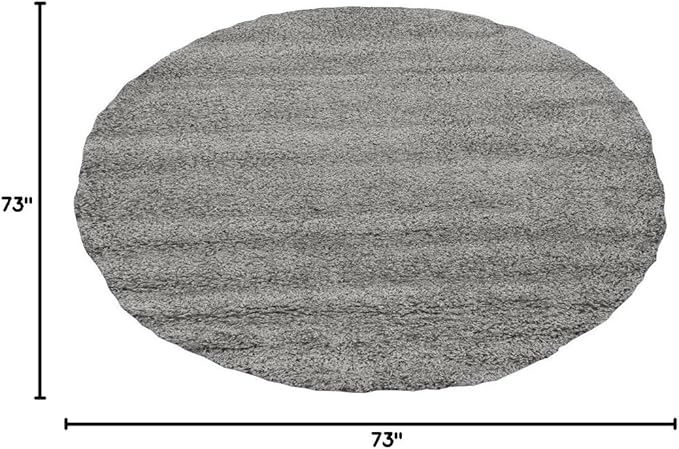 Unique Loom Solid Shag Collection Area Rug (6' 1" Round, Cloud Gray)