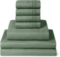 Mellanni Split King Sheet Set - 7-Piece Iconic Collection Bedding, (Including 4 Pillowcases), 16-Inch Deep Pocket, Easy Care, Extra Soft, Cooling Sheets, Brushed Microfiber - Sage