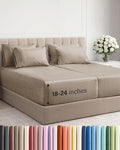 Extra Deep Split King Sheet Set - 7 Piece Breathable & Cooling Sheets - Hotel Luxury Bed Sheets Set - Easy Fit - Soft, Wrinkle Free & Comfy Sheets Set - Heathered Beige Sheet Set w/Extra Deep Pockets