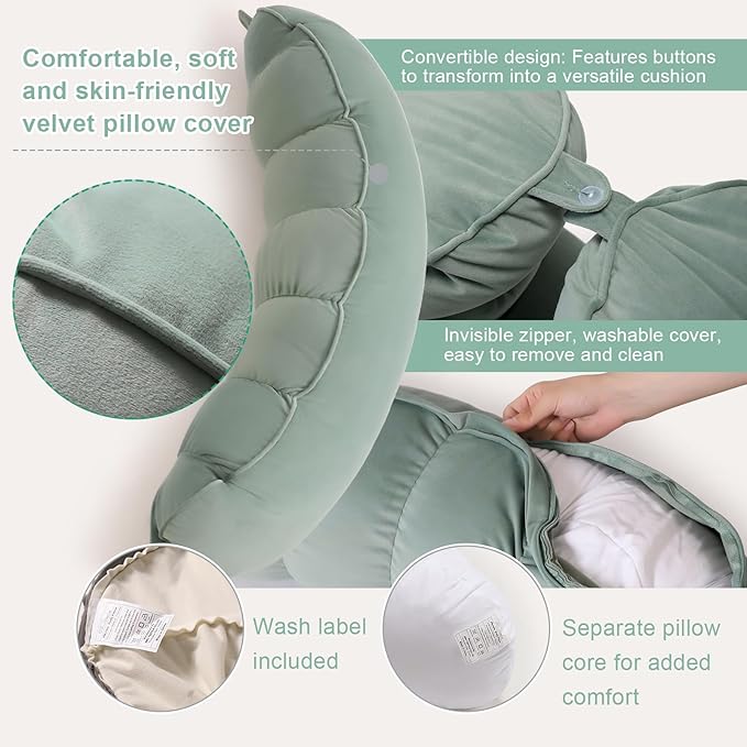 Peallow(Pat. Pend) – Long Round Body Pillow for Adults, Bolster Pillow for Sleeping, Soft and Supportive Pillow for Sleeping & Lumbar Support