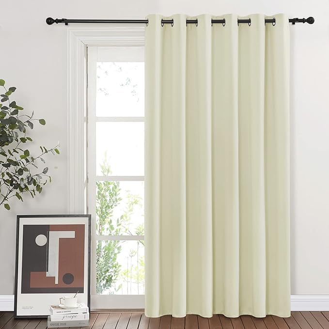 NICETOWN Blackout Sliding Door Curtain 84 inches Long, Grommet Patio Door Curtain & Drape Room Divider Sound & Light Blocking Privacy Thermal Drapes for Living Room (Beige, W80 x L84, 1 Panel)