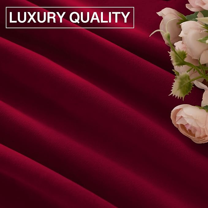StangH Theater Red Velvet Curtains 120 inches Long, Luxury Christmas Home Decor Room Darkening Thermal Insulated Window Curtains for Living Room Bedroom, Rod Pocket Backdrops, W52 x L120, 2 Panels