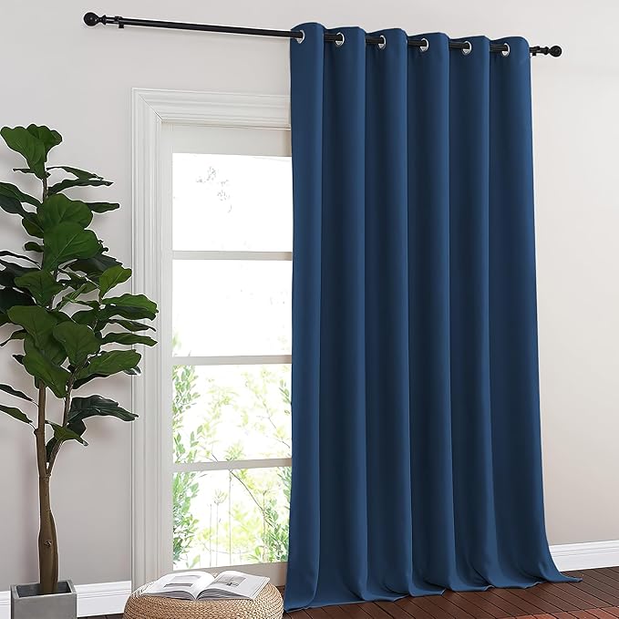 NICETOWN Blackout Curtains - Privacy Thermal Efficiency Backdrop Curtains for Bedroom Room Divider Living Room Patio Sliding Glass Door, Wide 80 x Long 144 inch, Moroccan Blue, 1 Panel