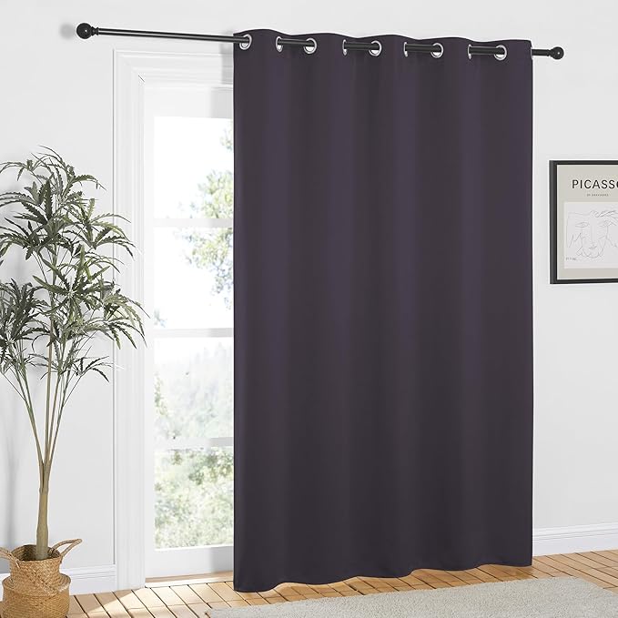 NICETOWN Greyish Purple Blackout Curtains 84 inch Length, Grommet Top Room Darkening Drapes for Bedroom Living Room, Light Blocking Window Covering for Privacy (W66 x L84 Inch, 1 Panel)