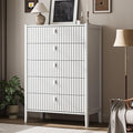 White 5 Drawer Dresser, Modern Tall Dresser for Bedroom, Fluted Wood Chest of Drawers with Deep Drawers for Clothes, Storage Cabinet for Bedroom, Living Rooms, Offices, Entryways