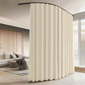 Room Divider Curtains with Ceiling Curtain Track Set Window Curtain for Bedroom,Living Room Total Blackout Thermal Insulated Privacy Ceiling Track Curtain W 6 × H 9 FT Beige drape&Black track