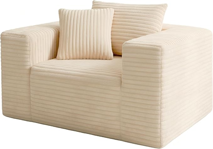 Single Sofa Foam Couch Sofa for Small Spaces, Giant Bean Bag Chair, Comfy Sofas with Removable Cover Furry Couch Pillows for Living Room, Bedroom, Apartment, Dorm, Office