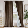 Lazzzy Dark Brown Velvet Curtains 108 Inches Long Blackout Thermal Insulated Blackout Lined Curtain Drapes Back Tab Window Treatments for Bedroom Living Room 2 Panels,52 x 108 Inch, Truffle