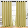 NICETOWN Bedroom Room Darkening 110 inch Curtains for Sliding Glass Door, Grommet Thermal Insulated Solid Window Treatments Sound Reducing for Living Room, W66 x L110, Paler Yellow, Set of 2