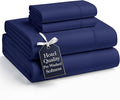 Casa Platino Full Size Bedding Set, Pre-Washed Ultra Soft & Breathable Bed Sheets Set, Brushed Microfiber, Fade Resistant, Full Sheets with Deep Pockets - Navy Blue