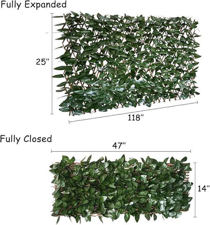GLANT Expandable Fence Privacy Screen for Balcony Patio Outdoor,Decorative Faux Ivy Fencing Panel,Artificial Hedges (Single Sided Leaves) (1, Dark Green)