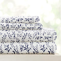 Linen Market 4 Piece King Sheet Set - Breathable, Double-Brushed Patterned Cooling Sheets – Oeko-TEX Certified Ultra Soft & Wrinkle-Free 16" Deep-Pocket King Sheets - Easy Care Burst of Vines Navy