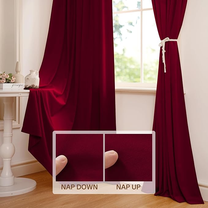StangH Red Velevt Curtains 90 inches Long Christmas Home Decoration Thermal Insulated Noise Reducing Doorway Curtains for Living Room Office Patio, W42 x L90, 2 Panels