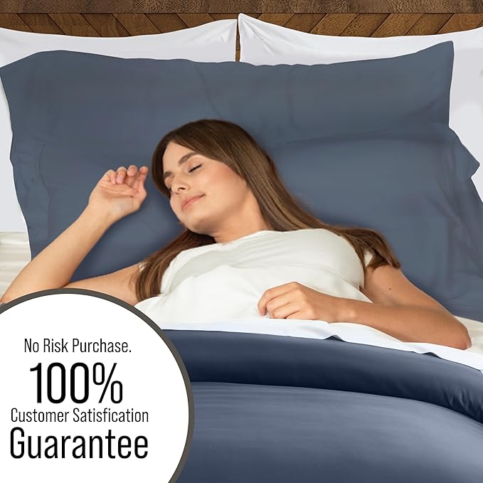 Bella Coterie Luxury Bamboo Viscose King Size Duvet Cover Set | 100% Organically Grown | Corner Ties | Ultra Soft | Cooling | Two Pillow Shams | 106 x 94 | No Insert [Slate Blue]