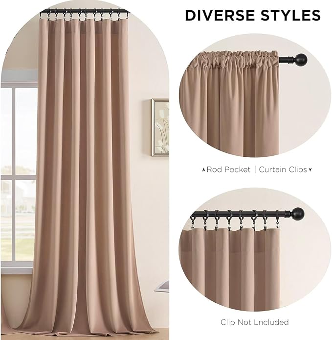 Joydeco Velvet Curtains Rose Beige Blackout Curtains Thermal Insulated 84 inches Long Window Curtains Super Soft Room Darkening Drapes for Bedroom Living Room Elegant Rod Pocket 2 Panels Rose Beige
