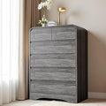 Grey Dresser for Bedroom with 6 Drawers, Tall Dressers & Chest of Drawers with Curved Profile Design, Modern Wood Closet Clothes Storage Dressers Organizer for Bedroom Living Room Hallway