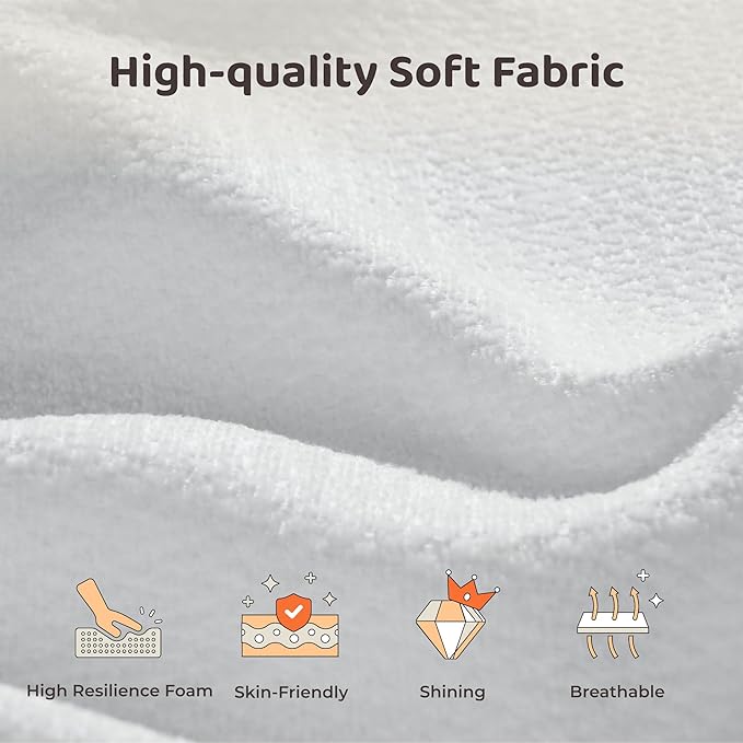 RECCI Cloud Upholstered California King Bed Frame with Headboard, 5 Inch Foam Padded Platform, No Box Spring, Easy Assembly (Snow White)
