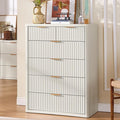 LEYAOYAO Fluted 6 Drawers Dresser for Bedroom, 42" Tall Modern Chest of Drawers with Metal Handle, Curved Profile Design,White Wood Drawer Organizer for Bedroom, Living Room, Hallway, Entryway
