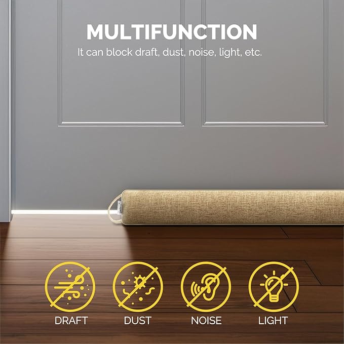 fowong Door Draft Stopper 30 Inch Weighted Under Door Draft Blocker, Soundproofing Noise Stopper Block Cold Air/Wind/Breeze, Oatmeal