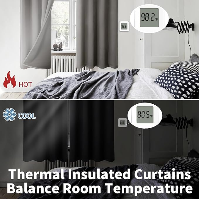 BGment Grey Blackout Curtains 84 Inches Long 2 Panels Set for Living Room, Thermal Insulated 100% Light Blocking Curtains & Drapes, Grommet Soundproof Curtains for Bedroom Window, Each 38 Wide