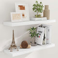 Fun Memories Floating Shelves for Wall, 36 x 9.3 Large Floating Shelf Wall Mounted Set of 2, Rustic Wood Shelves for Bathroom, Kitchen, Living, Heavy-Duty Storage Deep Shelf for Books, Decor, White