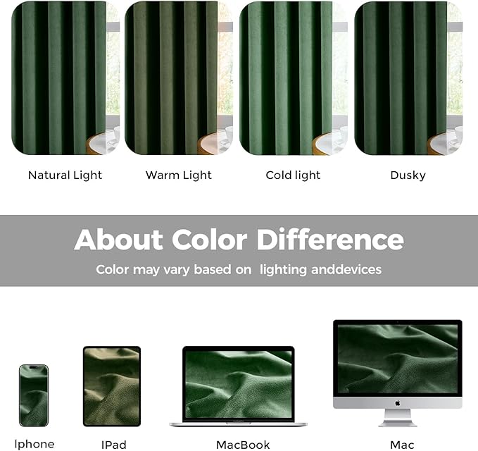 Pinch Pleated 100% Blackout Curtains for Bedroom, Olive Green Velvet Curtains for Living Room, Black Out Curtain 90 inch Long Room Darkening, Blackout Pinch Pleat Drapes with Hooks 2 Panels