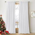 RYB Home Velvet Curtains 108 inches Long - White Super Soft Back Tab & Rod Pocket Energy Efficient Backdrops for Living Room Villa Loft, W52 x L120, White, 2 Pieces