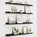 Fun Memories Picture Ledge Shelf for Wall, Floating Shelves Set of 4, 36 Inch Long Nursery Book Shelves for Toys Storage, Kids Bookshelf Wall Mounted for Books Photo Frames, Black