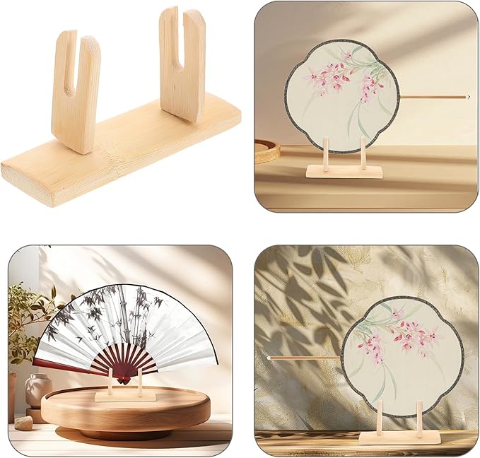 IMIKEYA Wood Folding Fans Stand Japanese Fan Holders Folding Handy Fans Display Holder Decorative Hand Fan Bases for Home Store