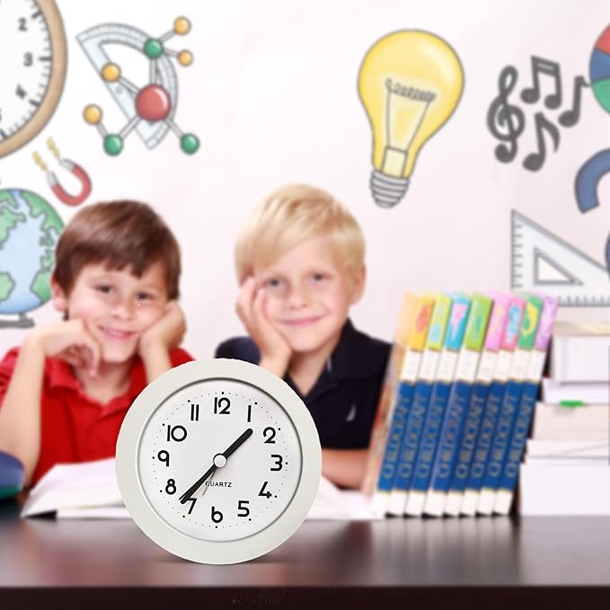 Alarm Clock with Backlight, 4 Inches White Desk Clock (White)