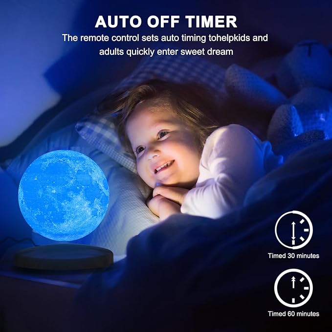 Levitating Moon Lamp Galaxy Lamp 6 inch 18 Colors LED 3D Moon Light, Remote & Touch Control Lava Lamp Moon Night Light Gifts for Girls Boys Kids Women Birthday