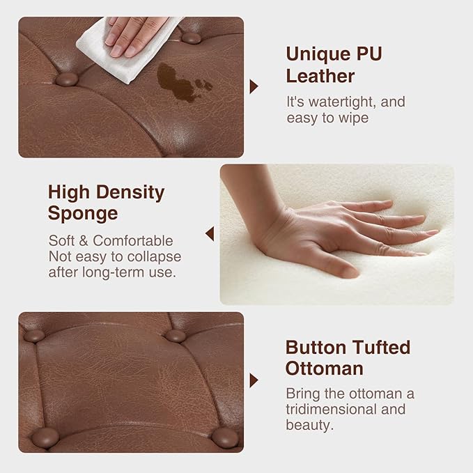 Storage Ottoman Bench,51-Inch Large Storage Bench for Bedroom End of Bed, 30 Gallons Faux Leather Ottoman with Storage for Bedroom, Living Room, Entryway, Hallway,Brown
