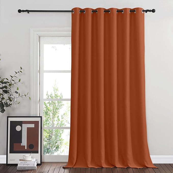 NICETOWN Blackout Room Divider Curtains for Sliding Glass Doors 102 Inches Long 1 Panel, Extra Wide Curtains for Doorway Patio Bedroom Living Room (Burnt Orange, 80Wx102L, 1 Panel)