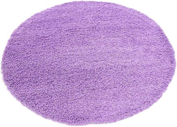 Unique Loom Solid Shag Collection Area Rug (6' 1" Round, Lilac)