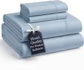 Casa Platino Queen Bed Sheets Set, Soft & Breathable Bedding for Queen Size Mattress, 4 Piece Set with Deep Pockets, Lightweight Microfiber, Pre-Washed & Durable, Cooling Sheet Set – French Blue