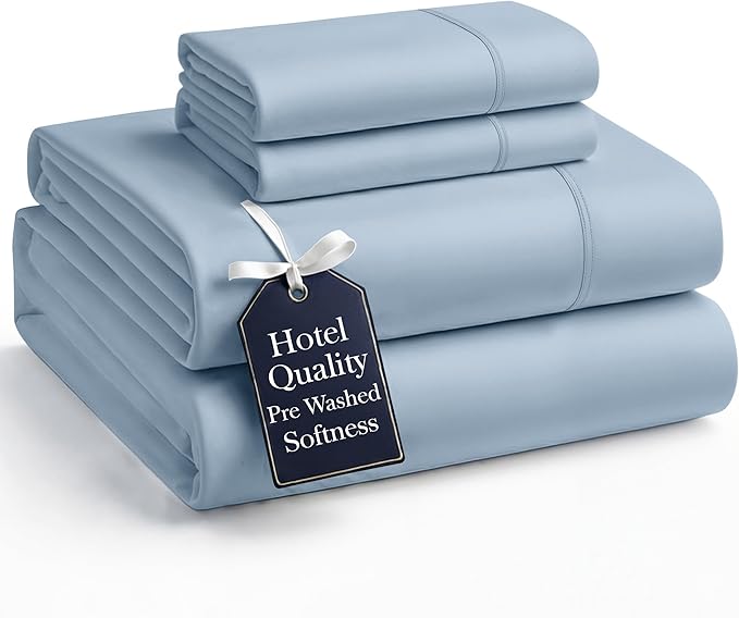Casa Platino Full Size Sheets, Soft & Cozy Full Bed Sheet Set, Breathable, Pre-Washed, 4-Piece Set, French Blue