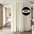 Room Divider Ceiling Mounted Curtains Track Sets Extra Wide Blackout Curtain Flexible Tracks for Bedroom Privacy Partition Separator, 1 Panel Beige Drape and White Rail, W15 x H7ft